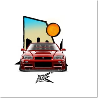 nissan skyline gtr r34 red Posters and Art